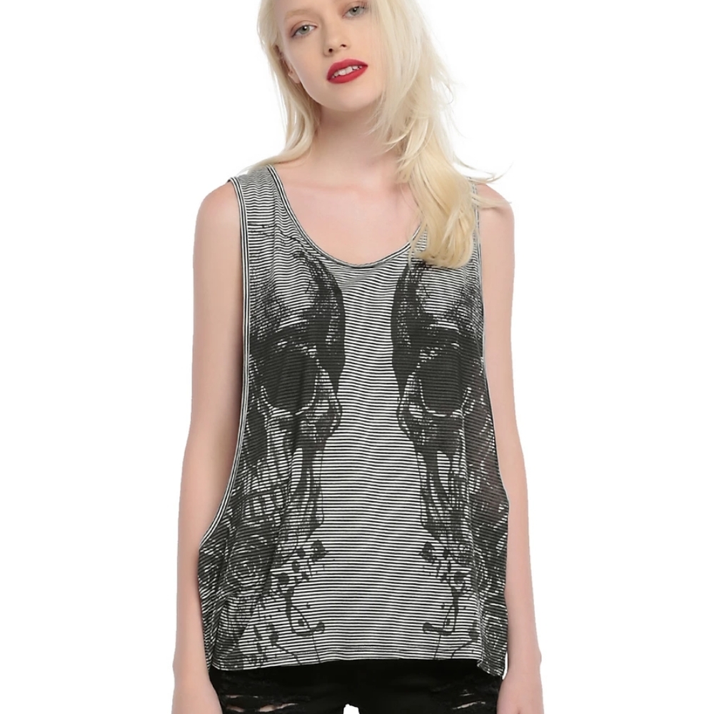 NWT HOT TOPIC Stripe double Skull tank